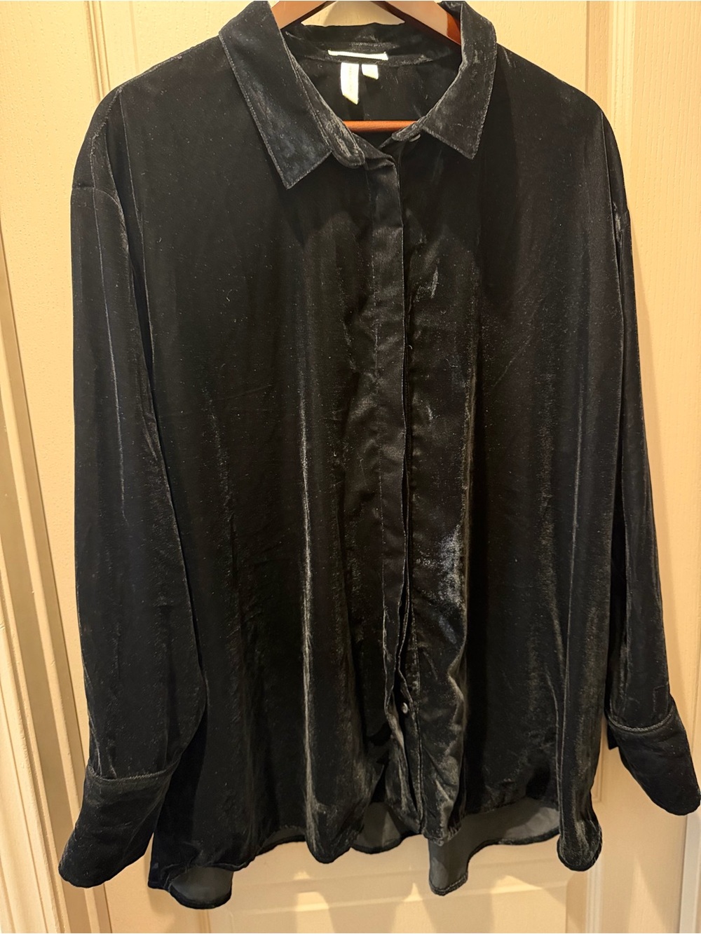 Treasure & Bond Black Velvet Button-Down Shirt